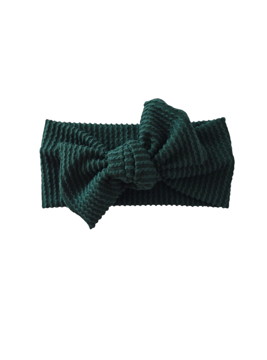 Hunter green wavy rib Classic Headband Bow