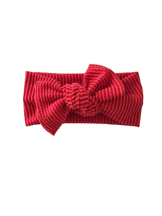 Red wavy rib Classic Headband BOW