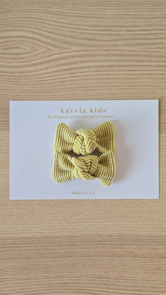 Kiwi Breeze | Knotted pigtail set bows | Nylon Headband